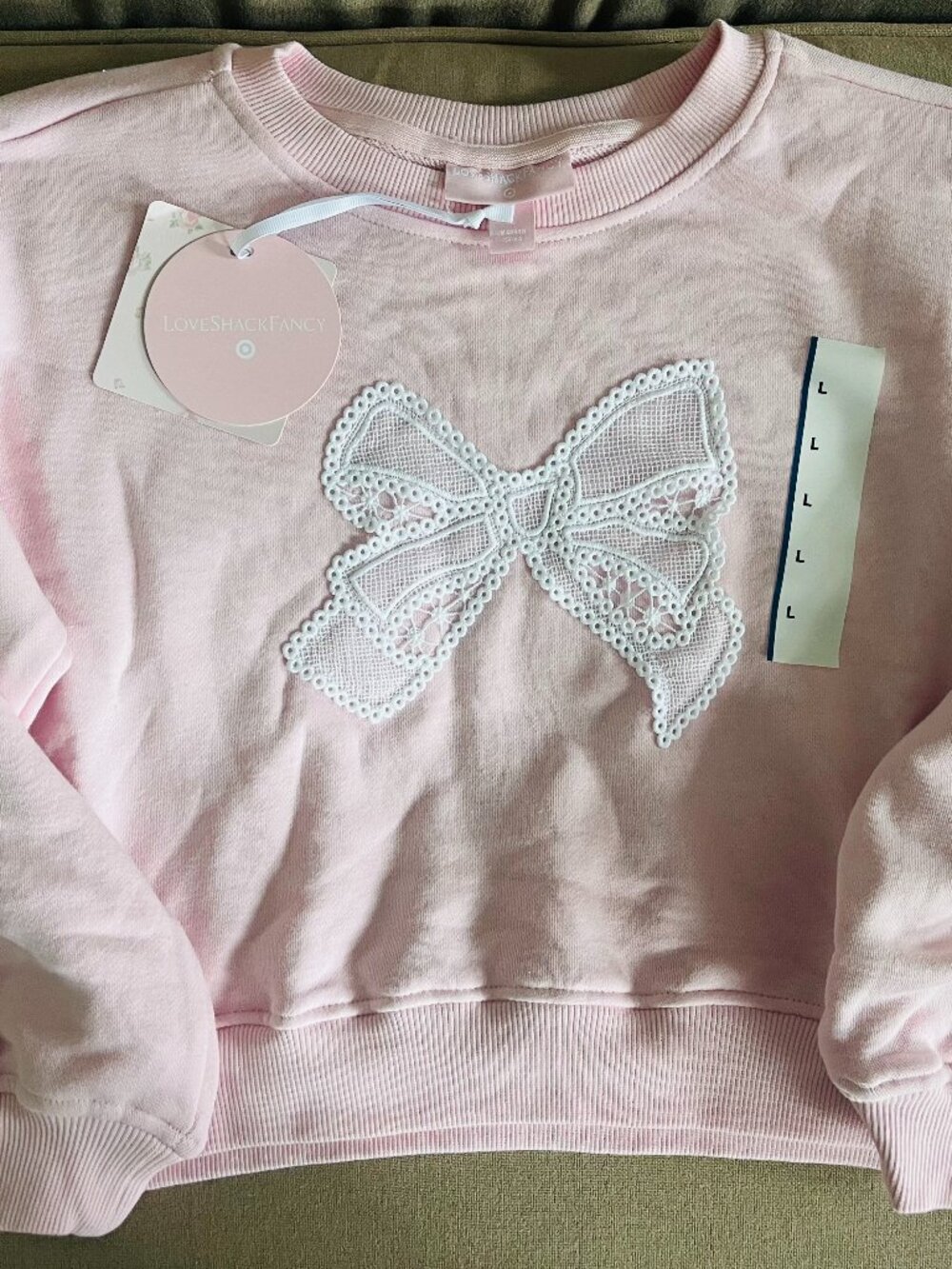 LoveShackFancy x Target Girls' Light Pink Bow Sweatshirt